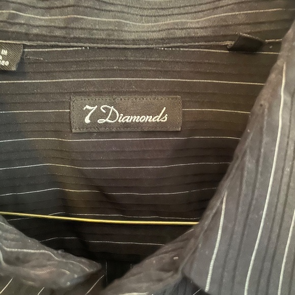 7 Diamonds Men’s Long Sleeved Button Up Collared Black Silver Shirt S XXXL - Picture 8 of 9